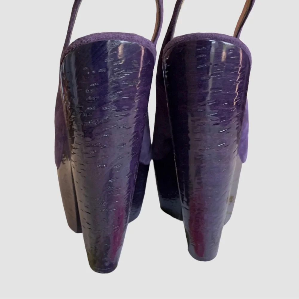 GIANMARCO LORENZI PURPLE SUEDE PLATFORM WEDGE